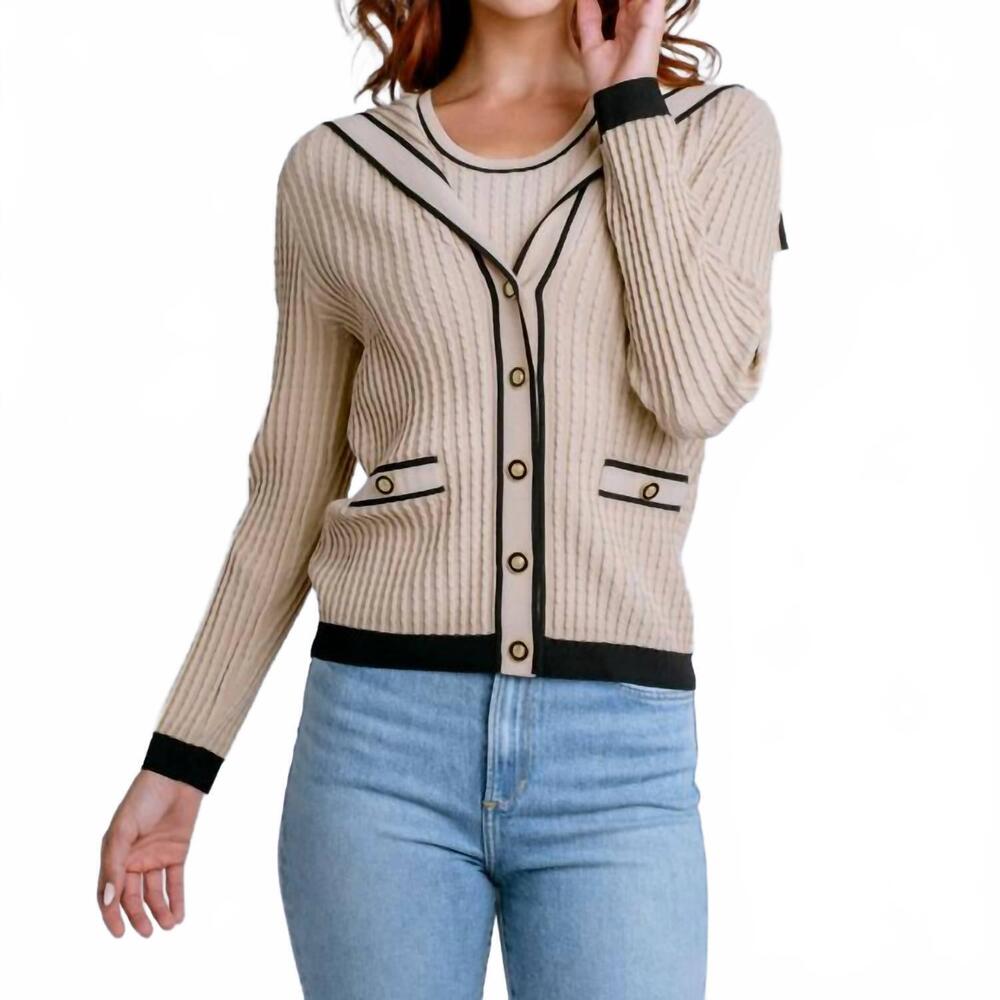 NEW KERISMA cabato cardigan in beige/black